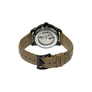 Montre homme - Bracelet cuir véritable marron - Mouvement automatique