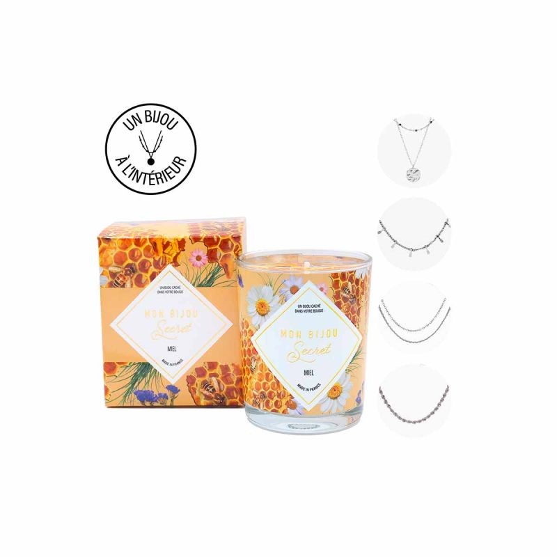 Bougie Bijou MIEL Collier argenté - vue 2