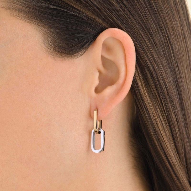 Boucles d'oreilles Rosefield 'Duotone Link Hoops Gold' Acier doré - JEDLG-J712 - vue 2