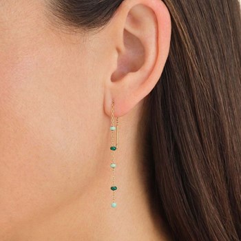 Oorbellen Rosefield 'Emerald Dotted Theader Oorbellen Goud' Verguld staal - JEETG-J722