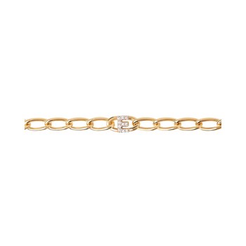 PDPAOLA Bracelet chaîne en argent plaqué or - Lettre E - PU01-542-U