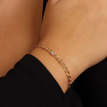 PDPAOLA Bracelet chaîne en argent plaqué or - Lettre M - PU01-550-U