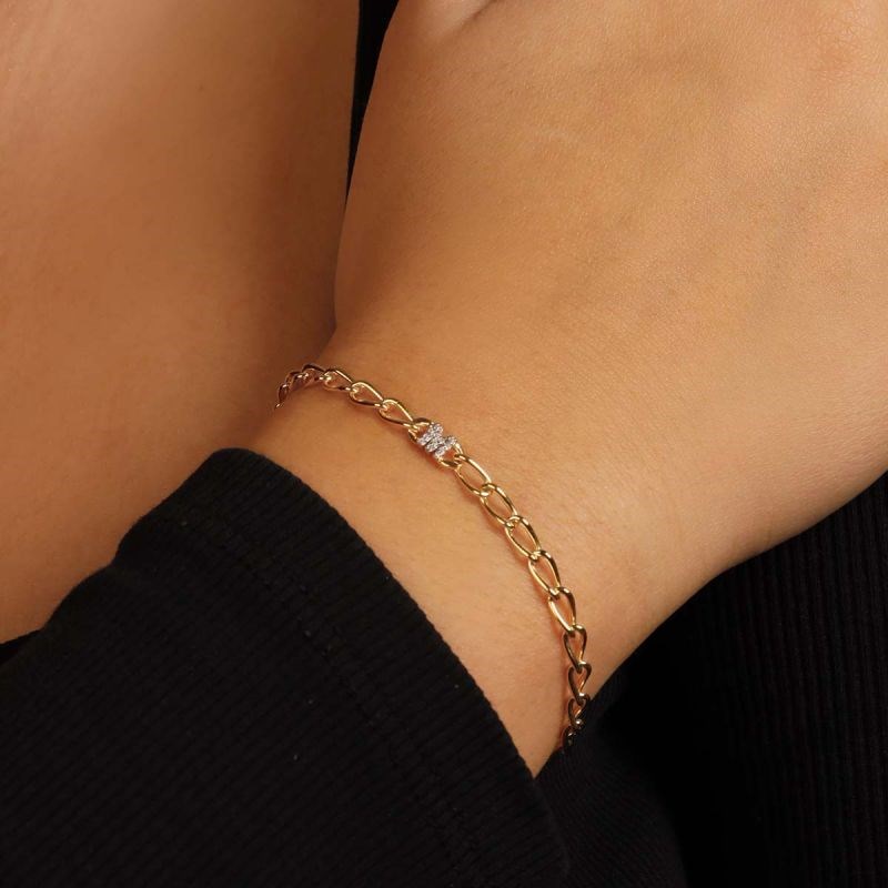 PDPAOLA Bracelet chaîne en argent plaqué or - Lettre M - PU01-550-U - vue 2
