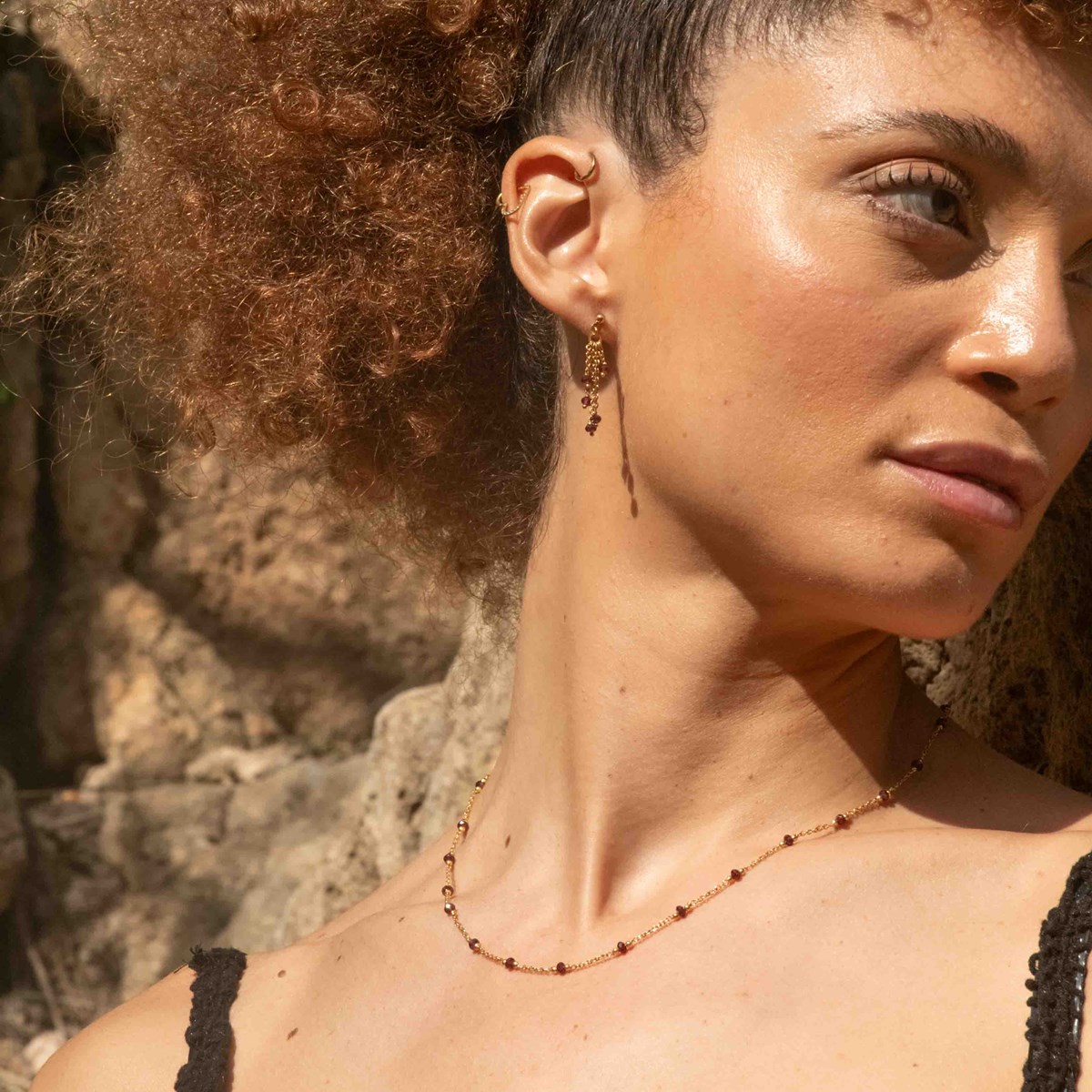 Boucles d'oreilles Elyssa en pierres Grenat - vue 4