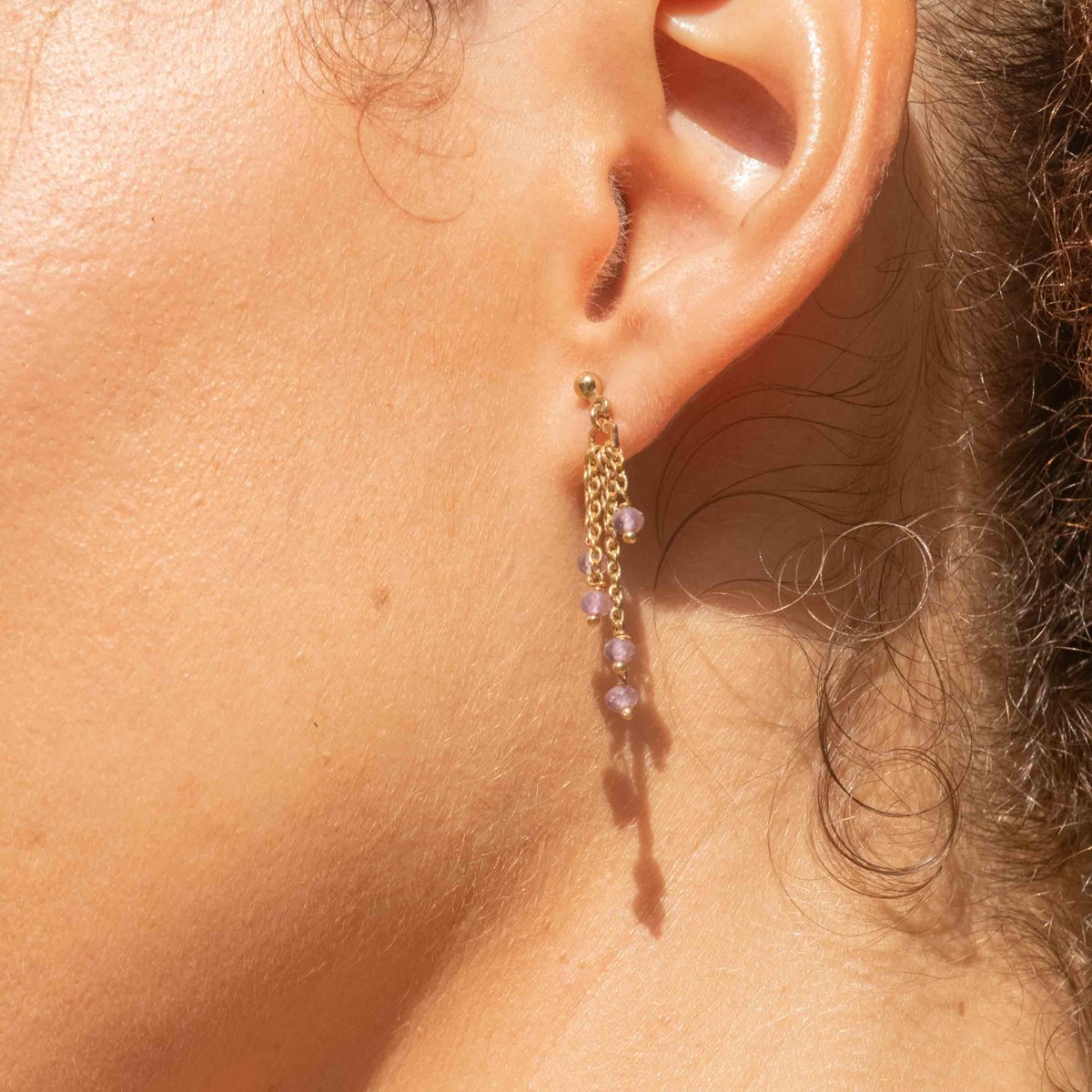 Boucles d'oreilles Elyssa en pierres Améthyste - vue 4