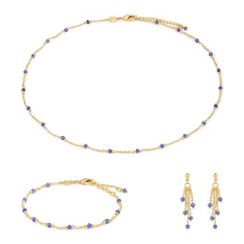 Elyssa ketting, armband en oorbellen in Lapis lazuli stenen