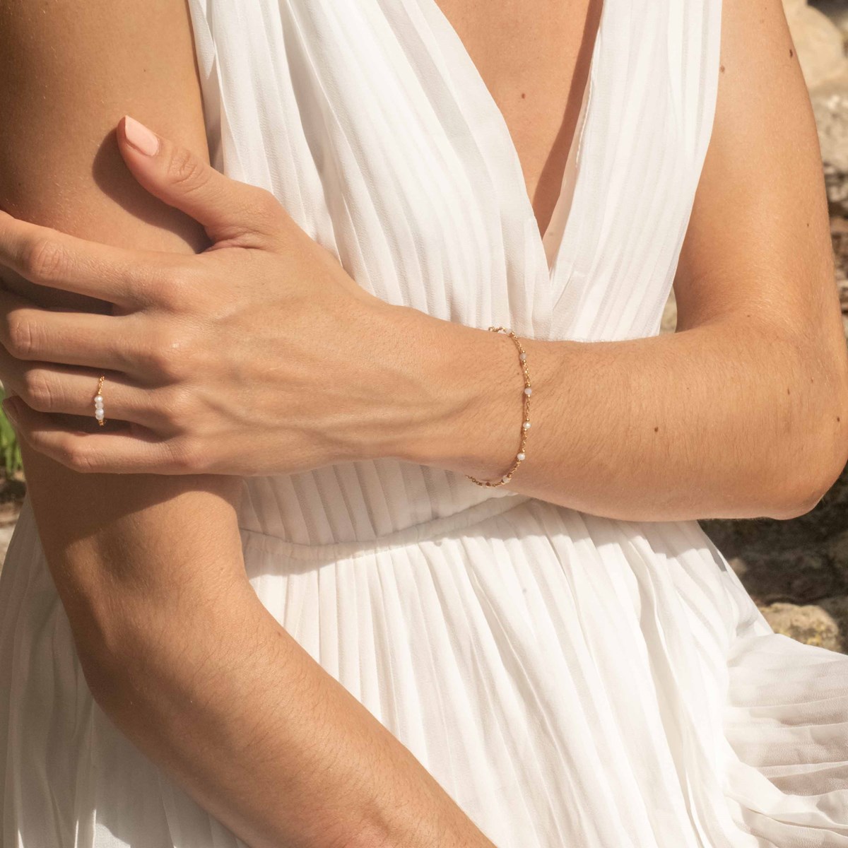 Collier, bracelet et boucles d'oreilles Elyssa en Pierres de Lune - vue 5