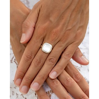 Bague Aria en Argent 925 et Nacre Blanche | Bijou Artisanal Élégant | ADEN Boutique