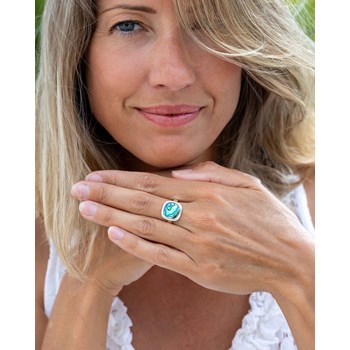 Bague Aria en Argent 925 et Nacre Abalone | Bijou Artisanal Chatoyant | ADEN Boutique