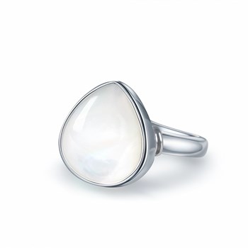 Bague Selena Argent 925 et Nacre Blanche | Bijou Artisanal Forme Goutte | ADEN