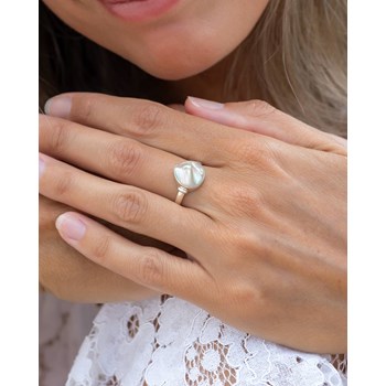 Bague Selena Argent 925 et Nacre Blanche | Bijou Artisanal Forme Goutte | ADEN