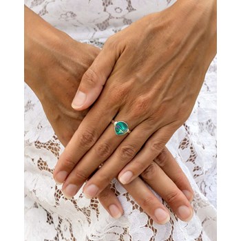 Bague Selena Argent 925 et Nacre Abalone | Bijou Artisanal Forme Goutte | ADEN