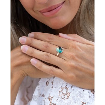 Bague Selena Argent 925 et Nacre Abalone | Bijou Artisanal Forme Goutte | ADEN