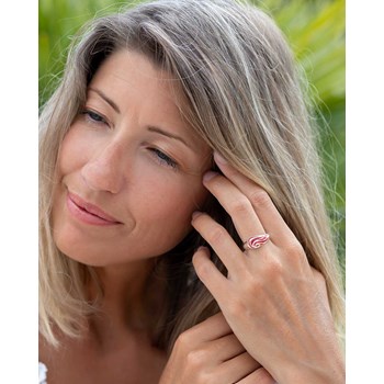 Bague Naia Argent 925 et Corail | Design Vague Océane | Bijou Artisanal ADEN