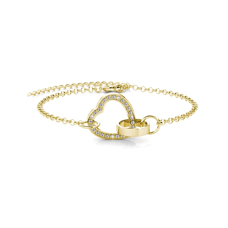 Lot de 3 Bracelets Locked Heart - Argenté, Doré, Or Rosé et Cristal - vue 2