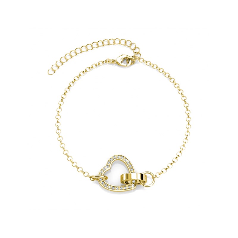 Lot de 3 Bracelets Locked Heart - Argenté, Doré, Or Rosé et Cristal - vue 4