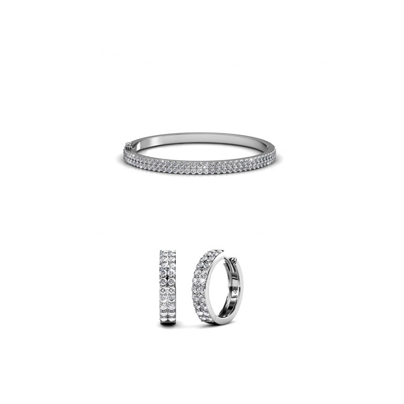 Parure Glamour - Argenté et Cristal