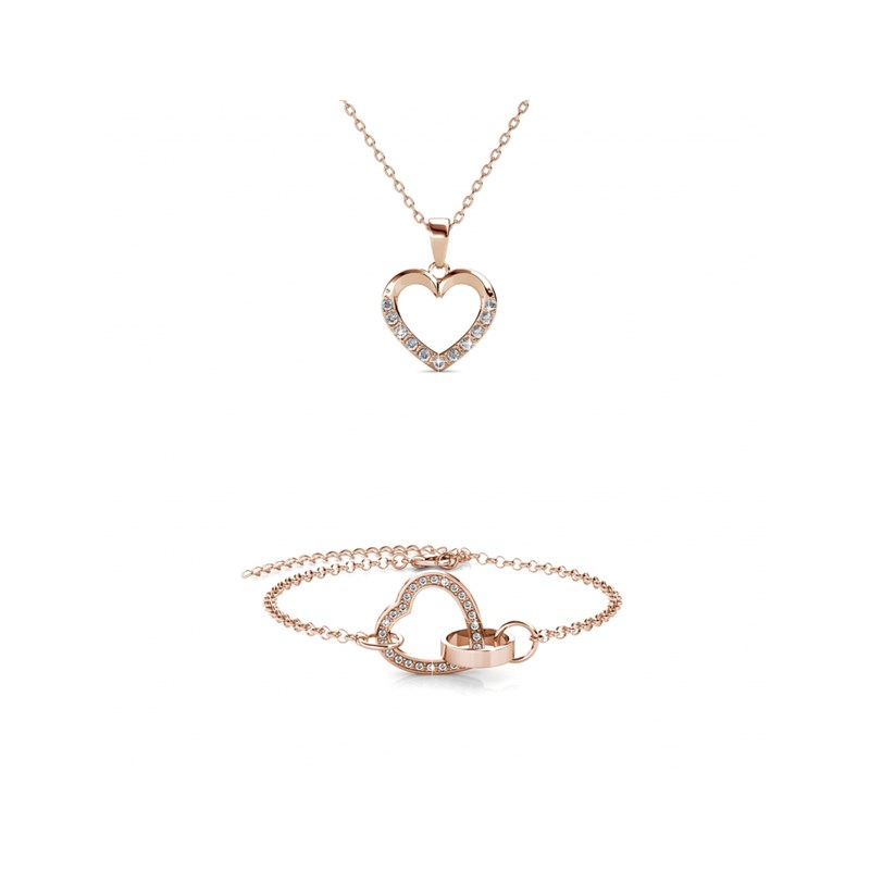 Parure Locked Heart Necklace - Or Rosé et Cristal
