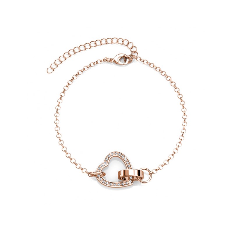 Parure Locked Heart Necklace - Or Rosé et Cristal - vue 2