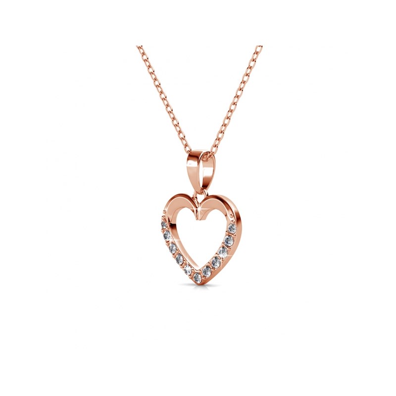 Parure Locked Heart Necklace - Or Rosé et Cristal - vue 3