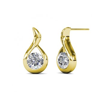 Boucles d'oreilles Wavvy - Doré et Cristal