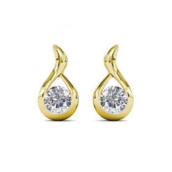 Boucles d'oreilles Wavvy - Doré et Cristal