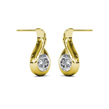 Boucles d'oreilles Wavvy - Doré et Cristal