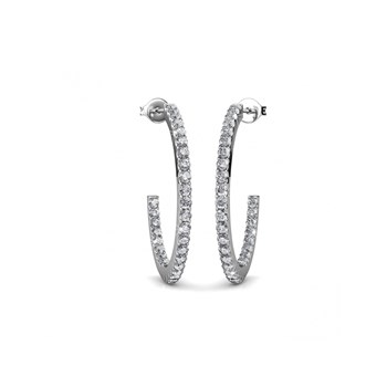 Boucles d'oreilles Simply Hoop - Argenté et cristal