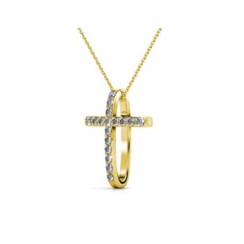 Pendentif Traverse - Doré et Cristal