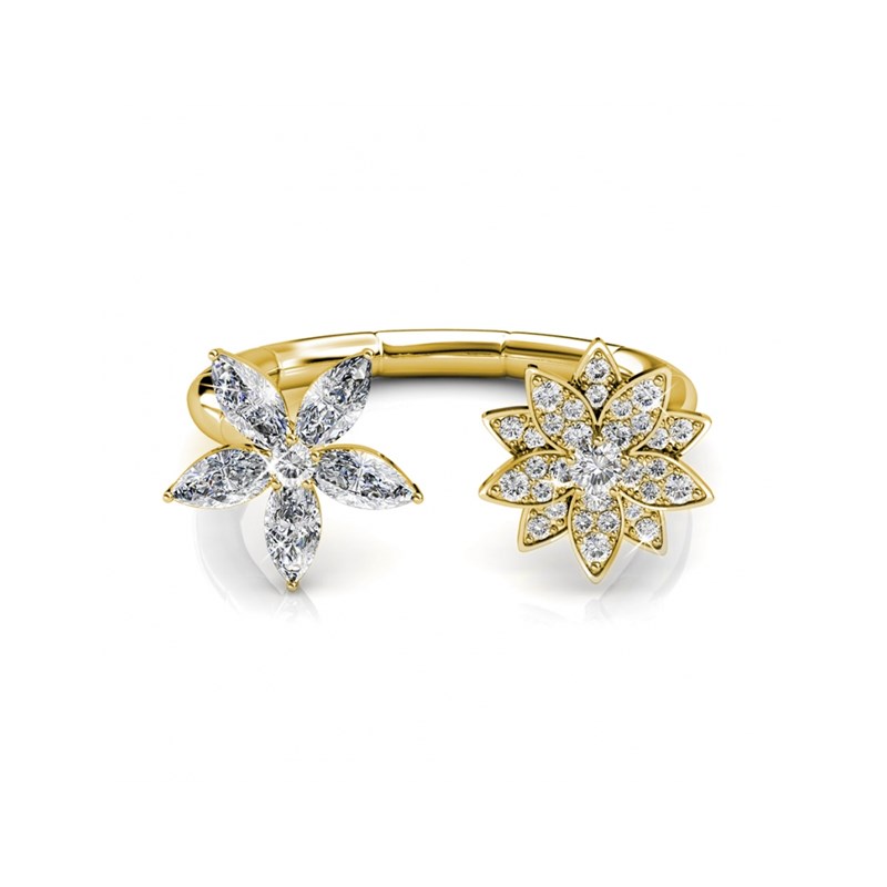 Bague Fraternal Bloom - Doré et Cristal - vue 2