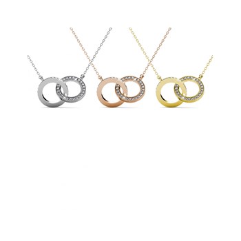 Circle Twin Pendants - Gold and Crystal