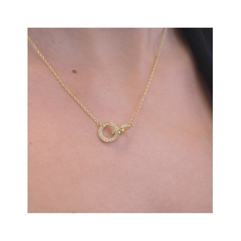 Circle Twin Pendants - Gold and Crystal