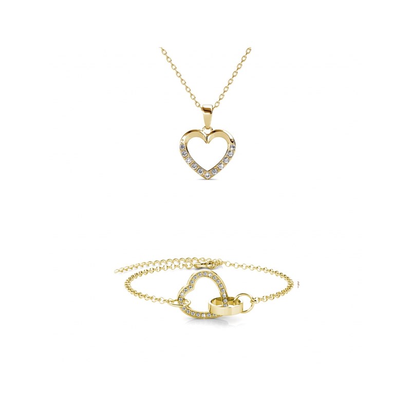 Parure Locked Heart Necklace - Doré et Cristal
