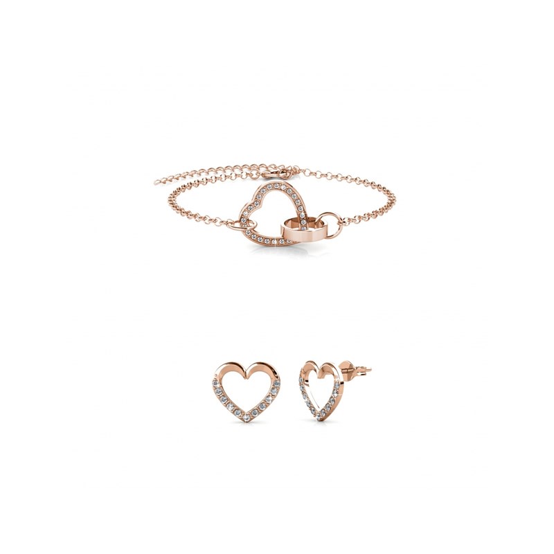Parure Locked Heart Lovett - Or Rosé et Cristal