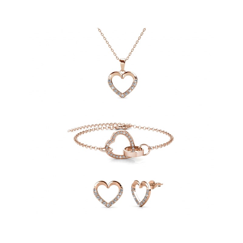 Parure Locked Heart Lovett two - Or Rosé et Cristal