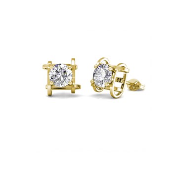 Boucles d'oreilles Roxy - Doré et Cristal