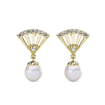 Boucles d'oreilles Ingride Pearl - Doré et Cristal
