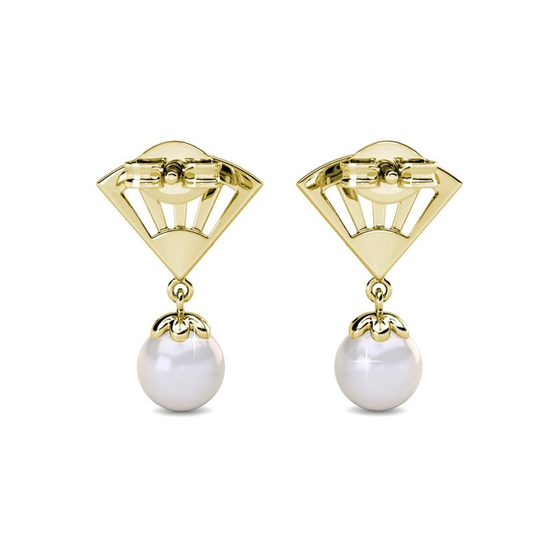 Boucles d'oreilles Ingride Pearl - Doré et Cristal - vue 4