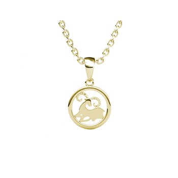 Pendentif Zodiaque Belier - Doré et Cristal