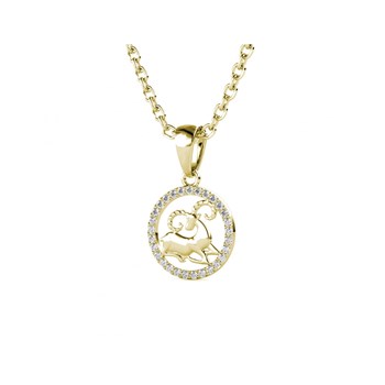 Pendentif Zodiaque Belier - Doré et Cristal