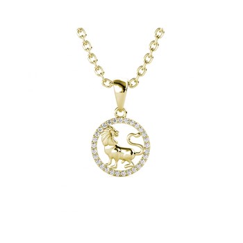 Leo Zodiac Pendant - Gold and Crystal