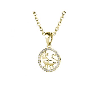 Leo Zodiac Pendant - Gold and Crystal
