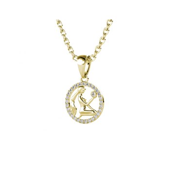 Pendentif Zodiaque Vierge - Doré et Cristal