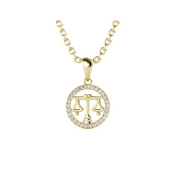 Pendentif Zodiaque Balance - Doré et Cristal