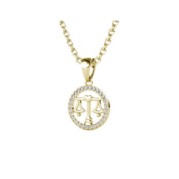 Pendentif Zodiaque Balance - Doré et Cristal