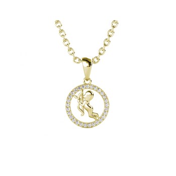 Pendentif Zodiaque Sagitaire - Doré et Cristal