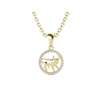 Pendentif Zodiaque Taureau - Doré et Cristal