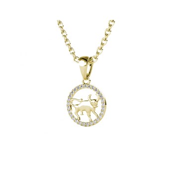 Pendentif Zodiaque Taureau - Doré et Cristal