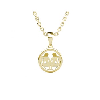 Pendentif Zodiaque Gémaux - Doré et Cristal