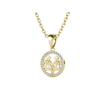 Pendentif Zodiaque Gémaux - Doré et Cristal